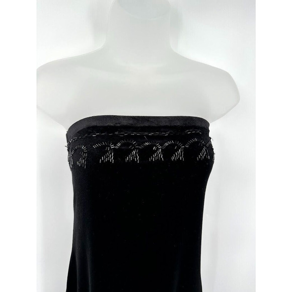 Vintage Y2K Black Velour Strapless Beaded Maxi Dress Size M/L Fairy Whimsy Prom - Picture 3 of 7